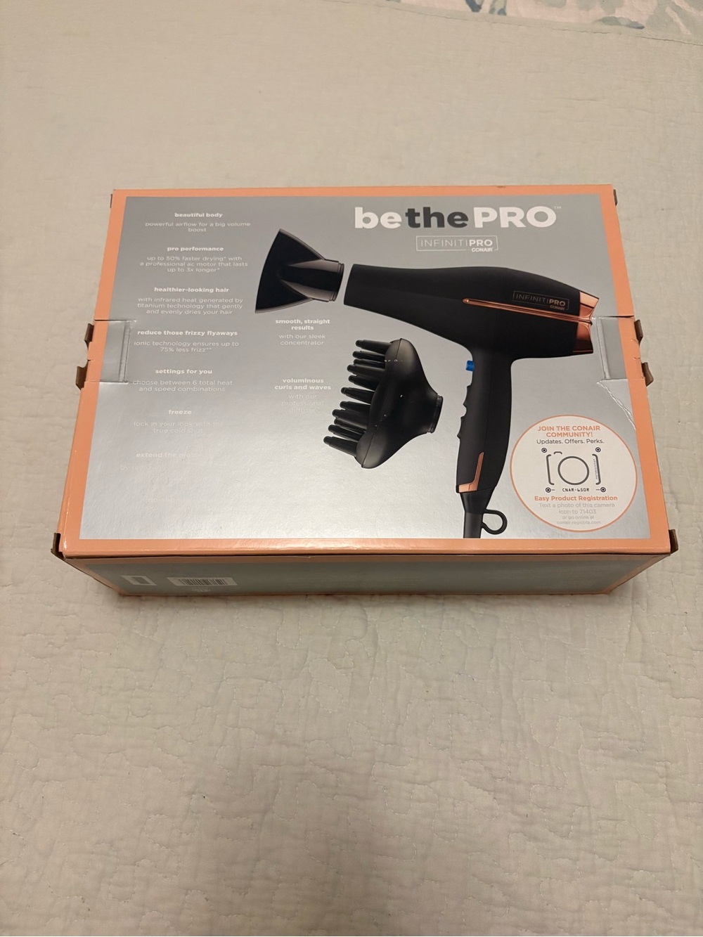 Conair Infinitipro Hair Dryer - Black with Rose Gold Accents